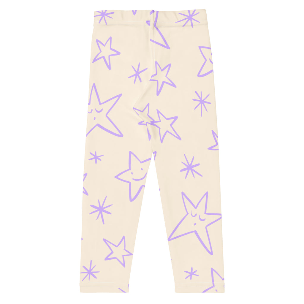 Ecru leggings with lilac star pattern 