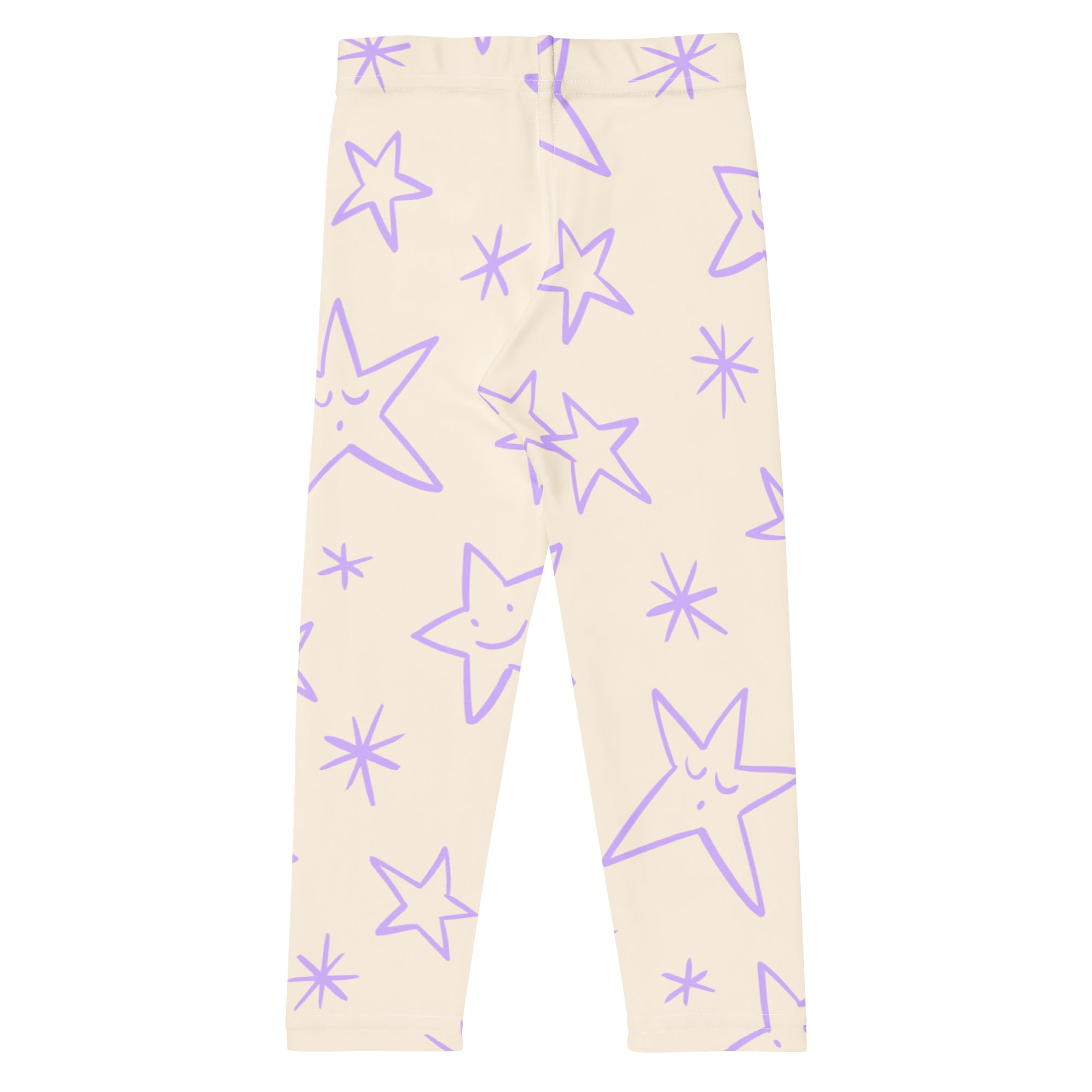 Ecru leggings with lilac star pattern 