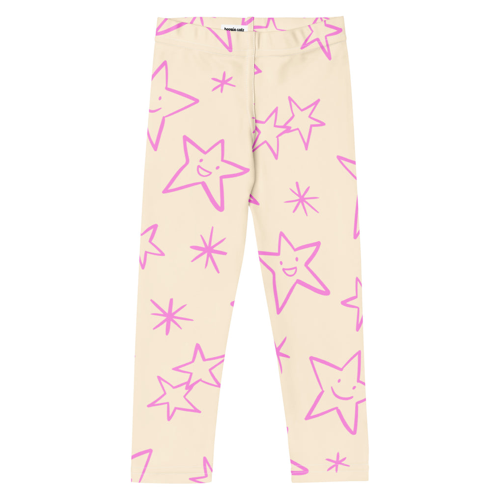 Ecru leggings with pink star patterns