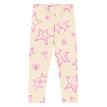 Ecru leggings with pink star patterns