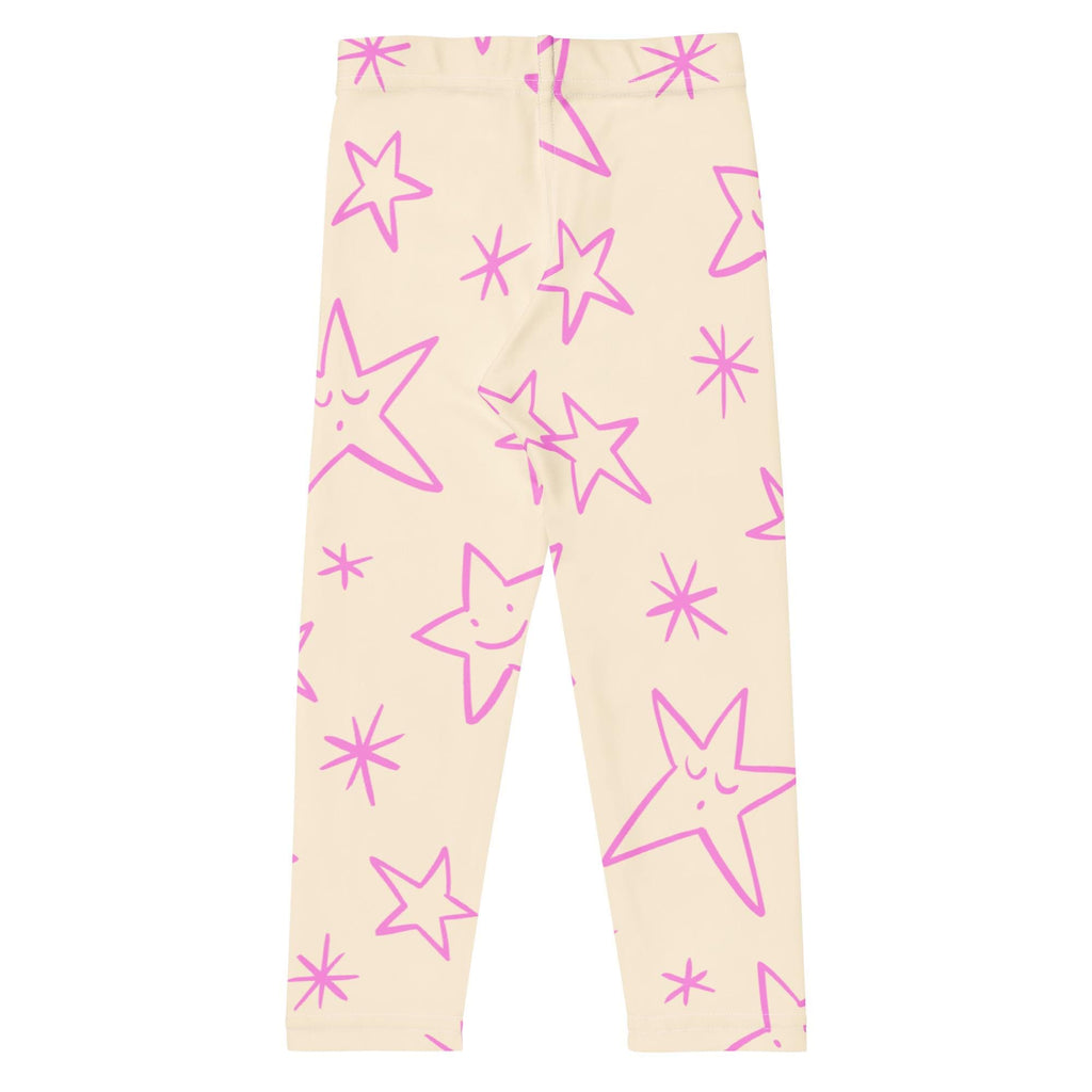 Leggings with pink star pattern on a ecru background