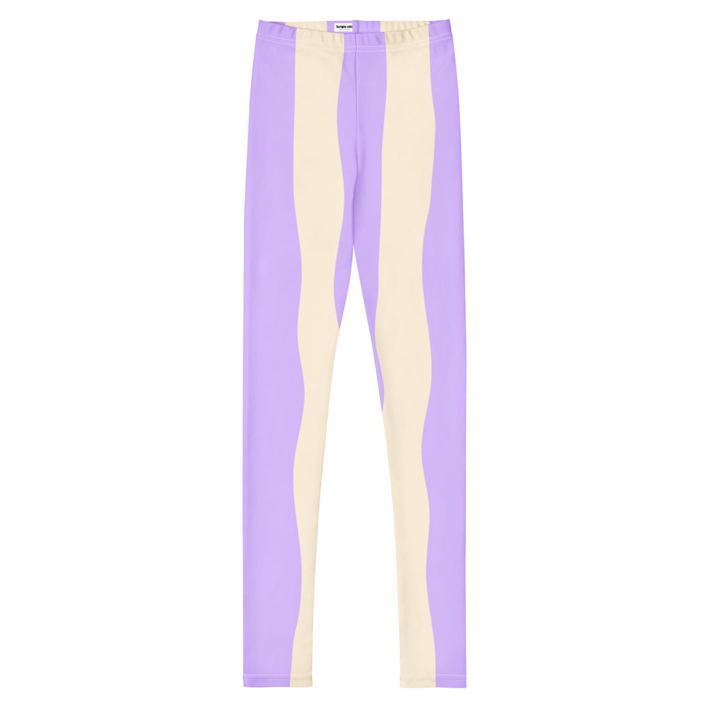 Lilac and ecru striped leggings