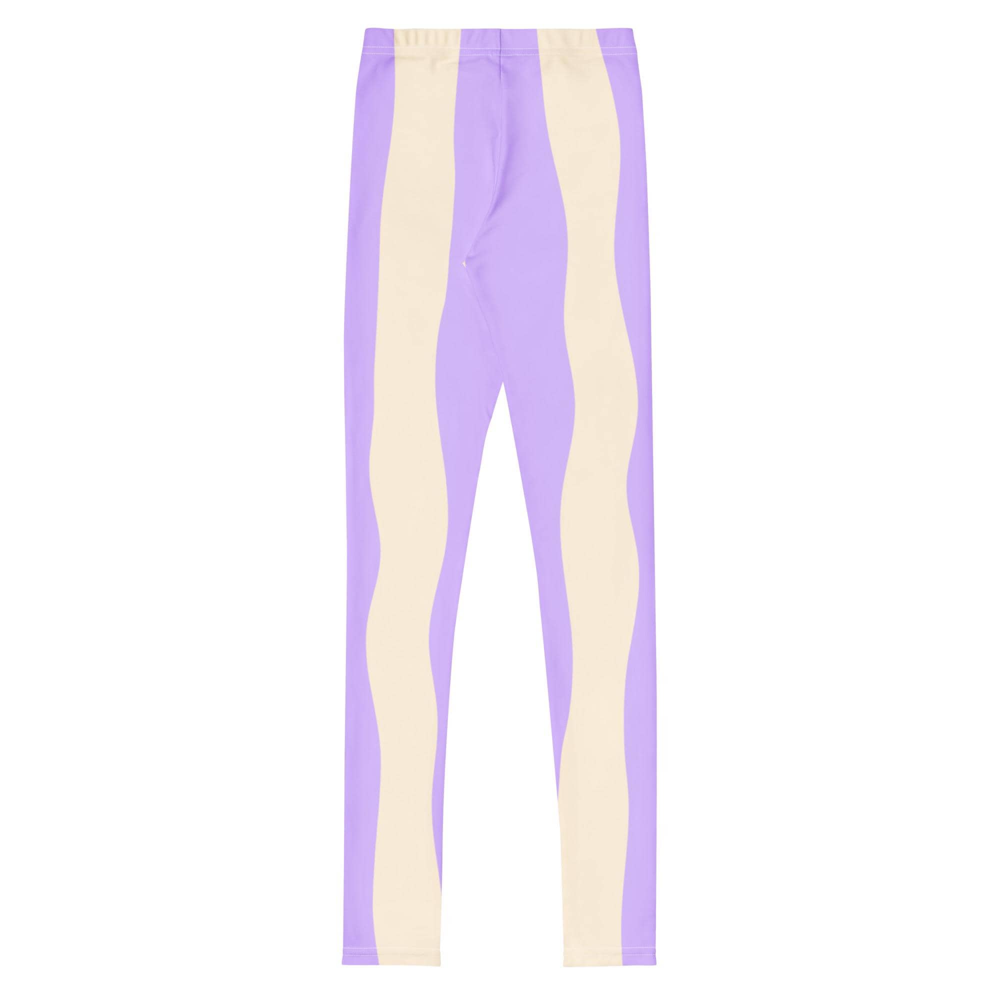 Lilac and ecru striped leggings