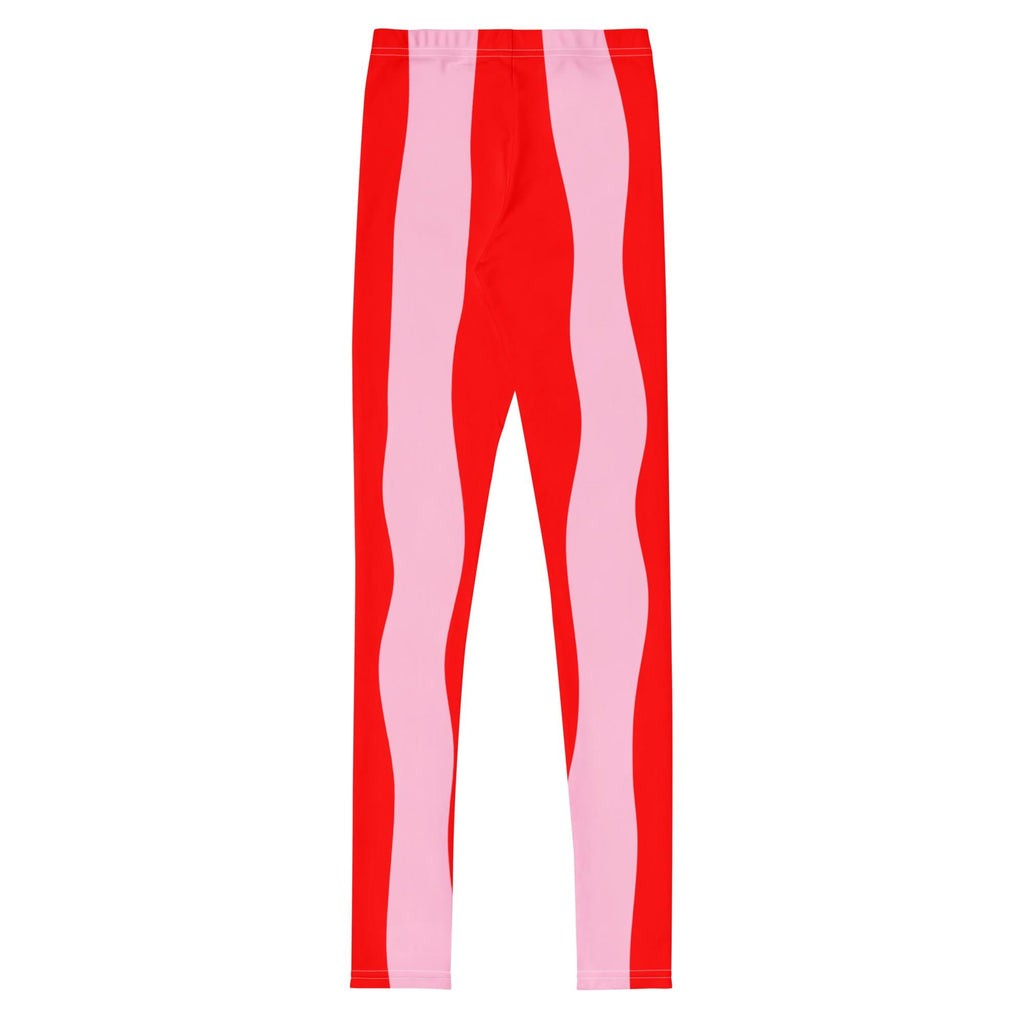 Leggings with red and pink wavy pattern 