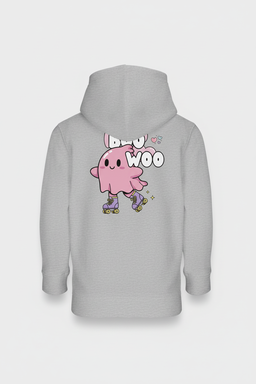 and now the back with the ghost on rollerskates please see my mock up pic in white and copy in heather grey